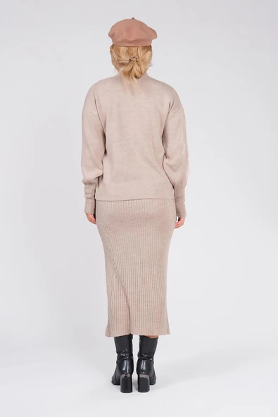 Kadın 2'li Jile Triko Takım Bej - 6