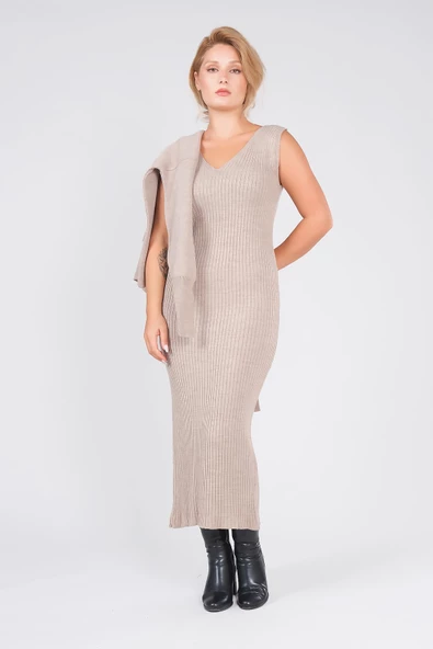 Kadın 2'li Jile Triko Takım Bej - 5