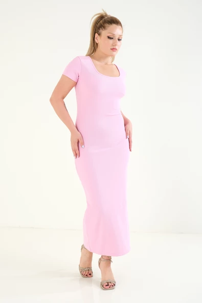 Kadın Yan Yırtmaç Detaylı Elbise Pembe - 2