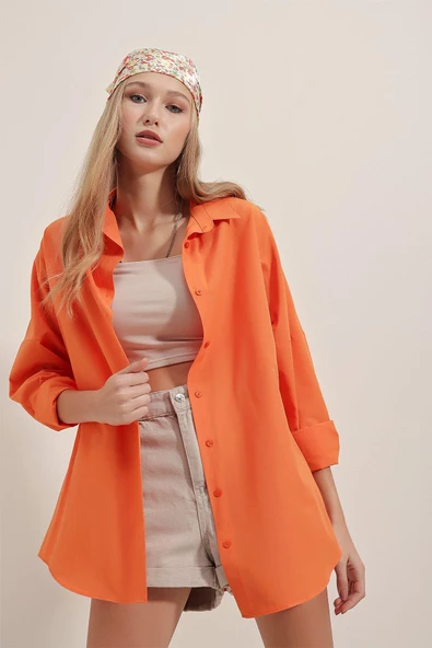 Kadın Oversize Gömlek Turuncu