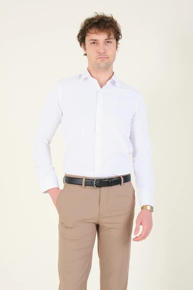 Erkek Slim Fit Gömlek Beyaz - 4