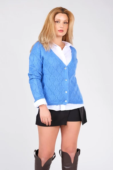 Kadın Triko Hırka Mavi - 3