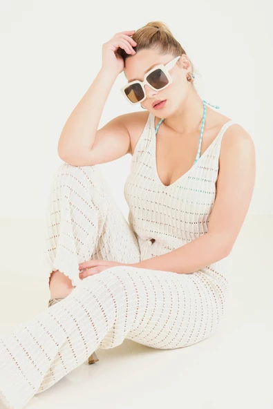 Kadın Pantolonlu İkili Takım Ekru - 2