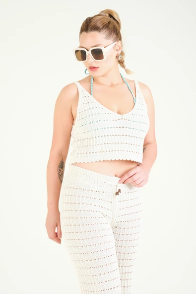 Kadın Pantolonlu İkili Takım Ekru - 4