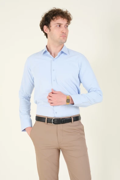Erkek Slim Fit Gömlek Mavi - 3