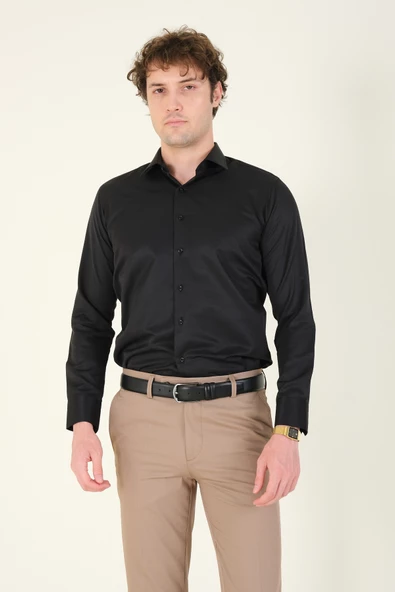 Erkek Slim Fit Gömlek Siyah - 2