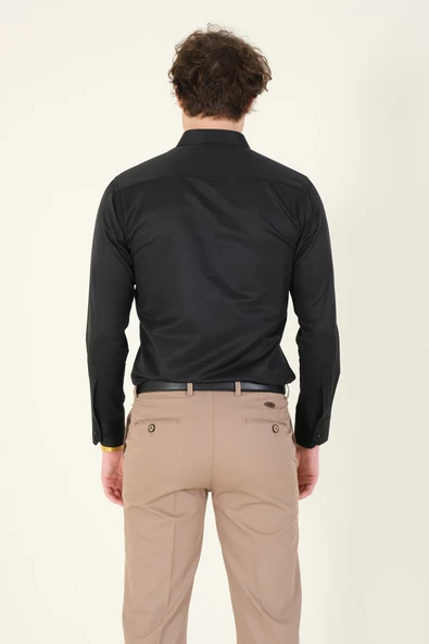 Erkek Slim Fit Gömlek Siyah - 5