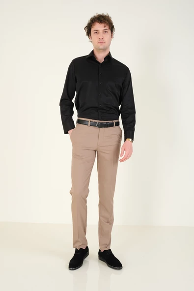 Erkek Tek Cep Klasik Kesim Gömlek Siyah - 5