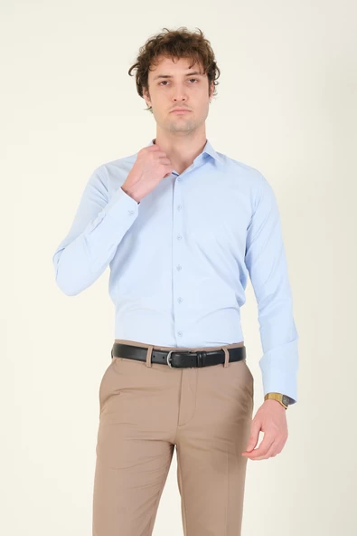 Erkek Slim Fit Gömlek Mavi - 4
