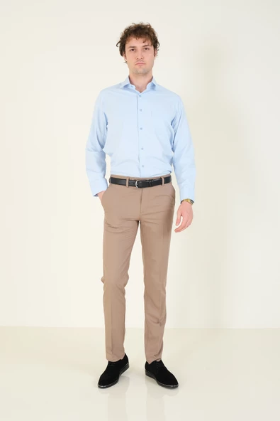 Erkek Tek Cep Klasik Kesim Gömlek Mavi - 5