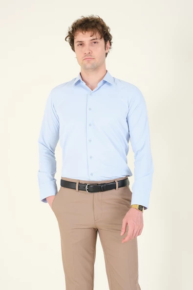Erkek Slim Fit Gömlek Mavi