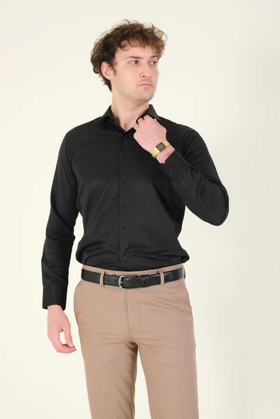 Erkek Slim Fit Gömlek Siyah - 3