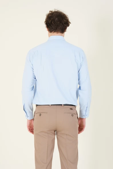 Erkek Tek Cep Klasik Kesim Gömlek Mavi - 6