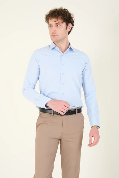 Erkek Slim Fit Gömlek Mavi - 2