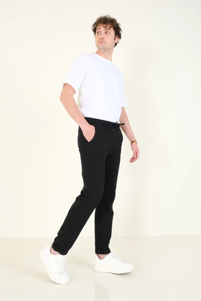 Erkek Duble Paça Jogger Pantolon Siyah - 2