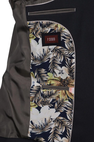 Slim Fit Desenli Antrasit Rengi Ceket - 3
