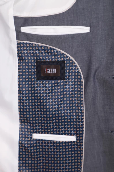 Slim Fit Pamuklu Gri Takım Elbise - 2