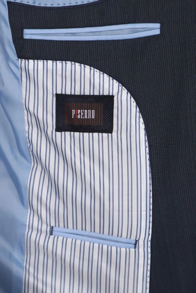 Slim Fit Yünlü Lacivert Takım Elbise - 5