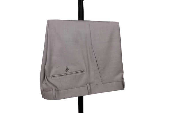 Slim Fit Yünlü Gri Takım Elbise - 4