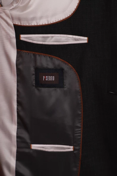 Slim Fit Yünlü Siyah Takım Elbise - 5