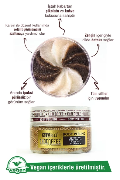 MARA MARA Chocoffee Değerli Yağlar İçerek Çikolata Kahve Vücut Peelingi 300 gr - 6