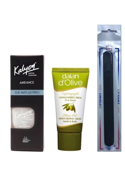 Kalyon Oje Matlaştırıcı + Dalan Krem 20 Ml + Tırnak Törpüsü