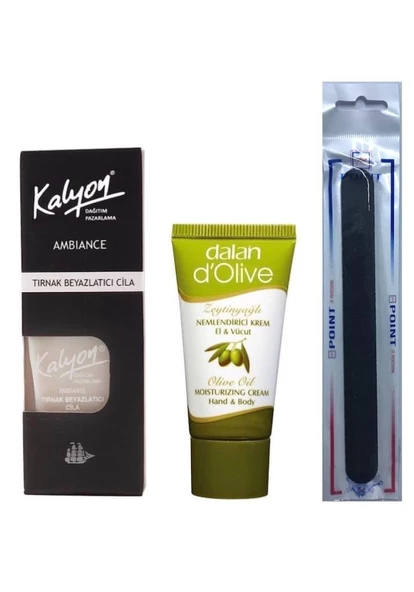 Kalyon Tırnak Beyazlatıcı Cila + Dalan Krem 20 Ml + Tırnak Törpüsü