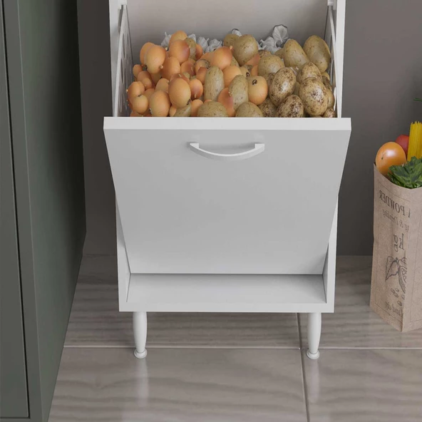 Modilayn ÇAKIR 45x86 cm Çekmeceli Kirli Çamaşır Sepetli Banyo Dolabı - 6