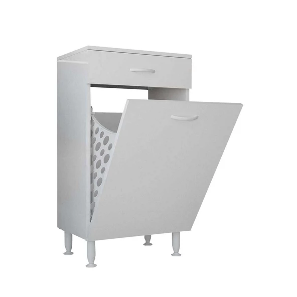 Modilayn ÇAKIR 45x86 cm Çekmeceli Kirli Çamaşır Sepetli Banyo Dolabı - 7