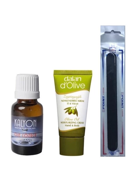 Kalyon Oje Çözücü + Dalan Krem 20 Ml + Tırnak Törpüsü