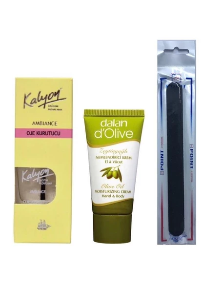 Kalyon Oje Kurutucu Fırçalı + Dalan Krem 20 Ml + Tırnak Törpüsü