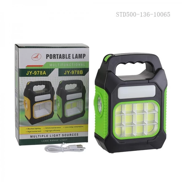 Yeni Nesil Işıldak Fener Kamp Feneri Şarjlı Ve Güneş Enerjili  3W+1W+12W  Power Bank - 6