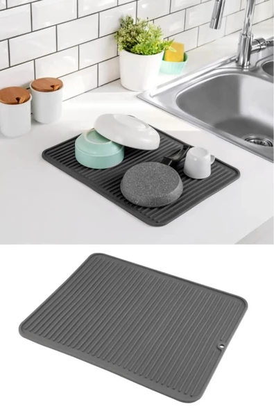 Büyük Boy Çok Amaçlı Bulaşık Matı, Kaydırmaz Silikon Kurutmalık Lavabo Buzluk Halısı 40x32cm - 4