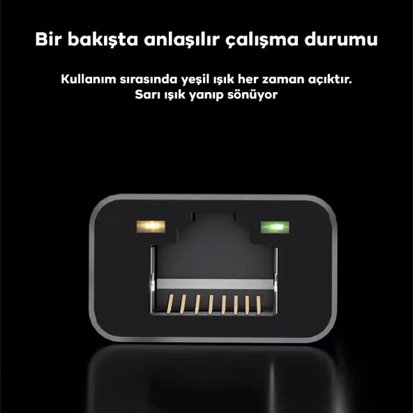 Polham Süper Hızlı 2.5 Gbps Type C To Rj45 Dönüştürücü, Gösterge Işıklı USB To Rj45 Ethernet Lan Port Adaptör - 2