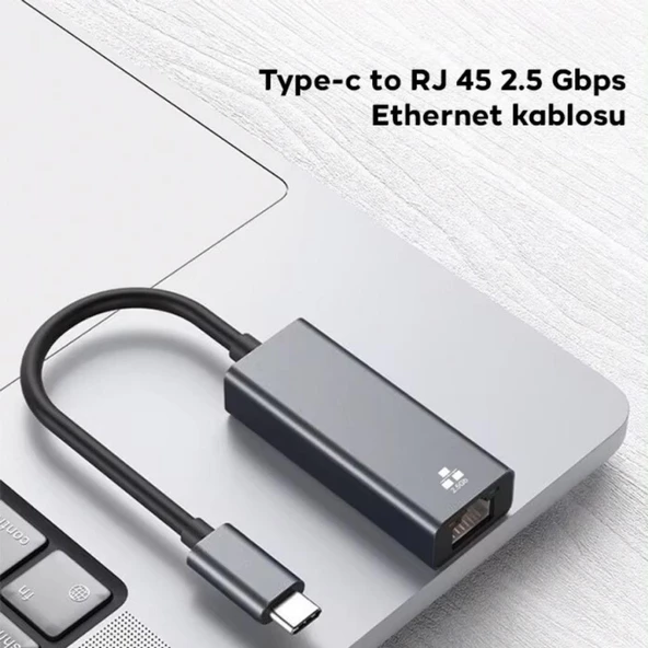Polham Süper Hızlı 2.5 Gbps Type C To Rj45 Dönüştürücü, Gösterge Işıklı USB To Rj45 Ethernet Lan Port Adaptör - 5