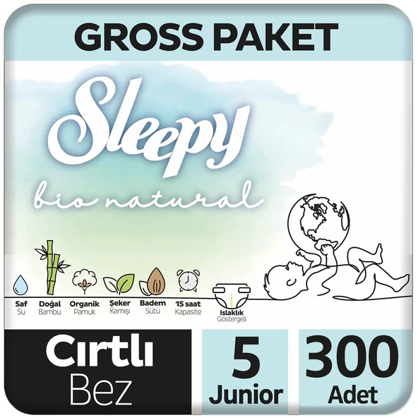 Sleepy Bio Natural Bebek Bezi 5 Beden Gross Paket 100x3 300 Adet
