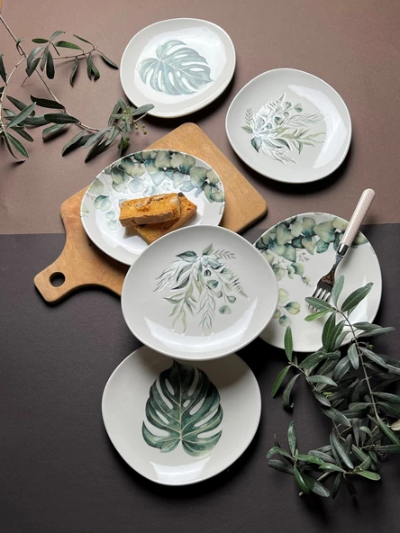 Tabak Evi Porselen Hoja Verde Pebble Pasta Takımı 19x21cm 6 Parça - 8