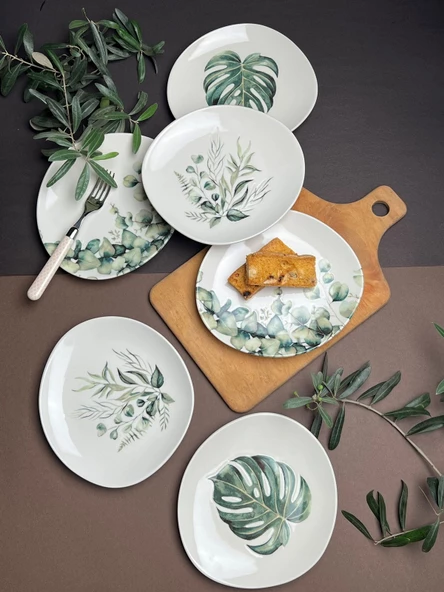 Tabak Evi Porselen Hoja Verde Pebble Pasta Takımı 19x21cm 6 Parça - 5