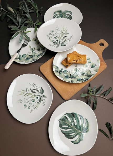 Tabak Evi Porselen Hoja Verde Pebble Pasta Takımı 19x21cm 6 Parça - 4