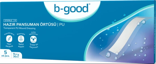 B-GOOD 9x30 cm Su Geçirmez Pansuman Örtüsü 5 li Pedli Yara Örtüsü