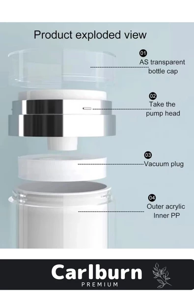 Premium Üretim Yüksek Kaliteli Vakum Basınç  Hava Almayan Geçirmeyen Krem Losyon Kavanozu 50 Ml - 4