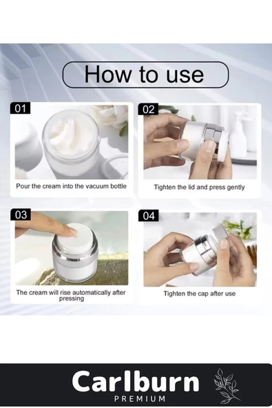 Premium Üretim Yüksek Kaliteli Vakum Basınç  Hava Almayan Geçirmeyen Krem Losyon Kavanozu 50 Ml - 3