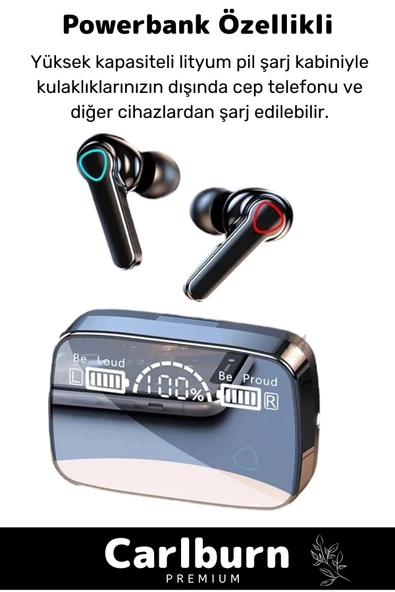 Dijital Göstergeli Powerbanklı M19 Gaming HD Hi-Fi Ses Dokunmatik 5.3 Mikrofonlu Kablosuz Kulaklık - 2