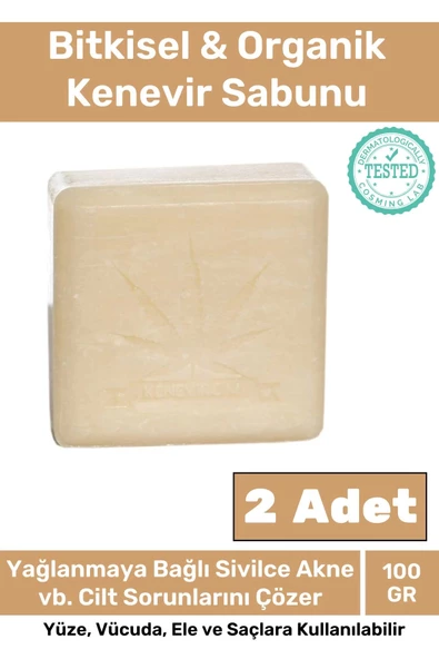 Özel Üretim %100 Doğal Güzel Kokulu El Yüz Saç Vücut Cilt Orijinal Kenevir Sabunu - 2 Adet