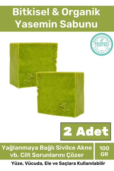 Özel Üretim %100 Doğal Güzel Kokulu El Yüz Saç Vücut Cilt Orijinal Yasemin Sabunu - 2 Adet