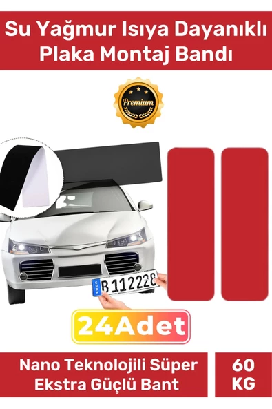 Ekstra Güçlü Neme Basınçlı Su Yağmur Isıya Dayanıklı Çift Taraflı 85x30mm Plaka Montaj Bandı 24 Adet