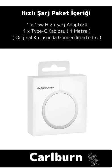 iPhone 11 12 13 14 15 Magsafe Kablosuz Hızlı Şarj Aleti Apple Tam Uyumlu Wireless Charger Adaptörü - 2