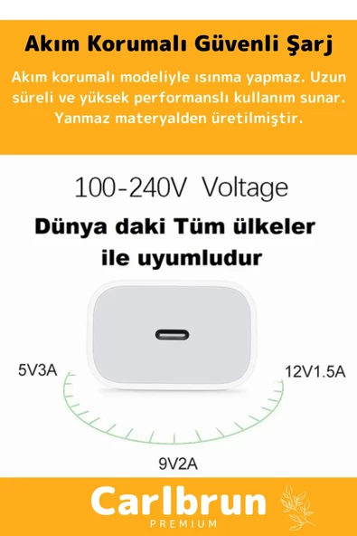 iPhone Tüm Serilere Uyumlu 20w Hızlı Şarj Seti Adaptör Type C Kablosu 7 8 X 11 12 13 14 15 Plus Pro - 4