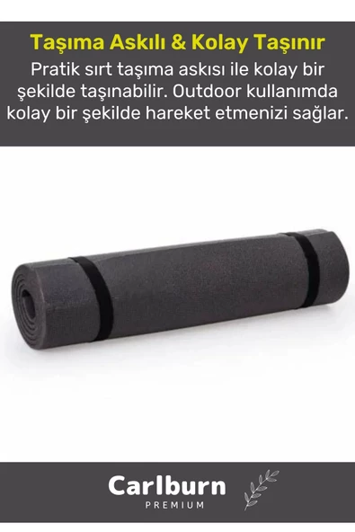 Premium Su Geçirmez Konforlu Taşıma Askılı Çift Taraflı Zemin Çadır Uyku Kamp Matı Yer Minderi 10mm - 2
