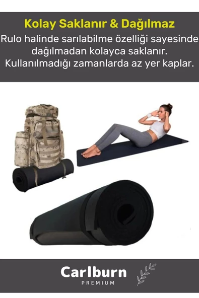 Premium Su Geçirmez Konforlu Taşıma Askılı Çift Taraflı Zemin Çadır Uyku Kamp Matı Yer Minderi 10mm - 4